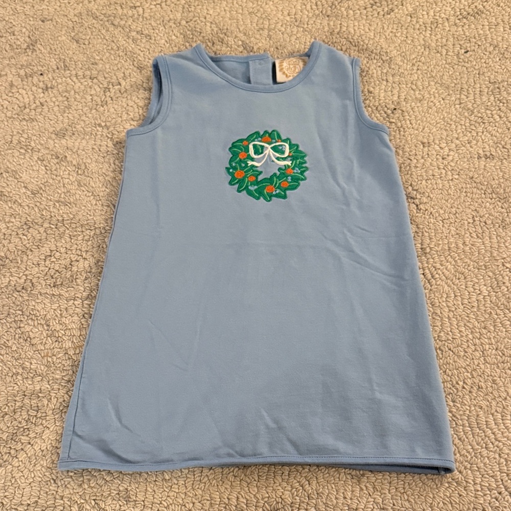 The Beaufort Bonnet Company Girls Blue Dress with Wreath